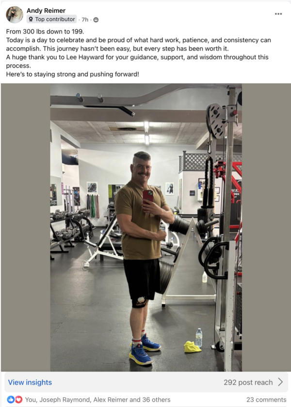 Sub 200 pounds for the first time since high school.