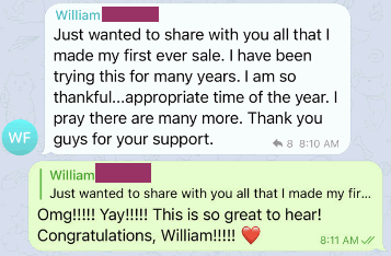 William got his first sale